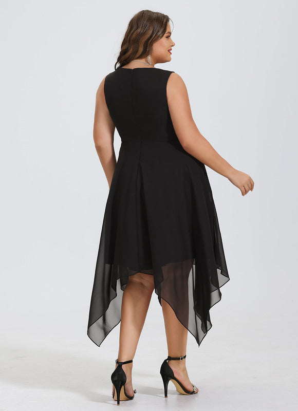 Robe Cocktail Vaporeuse Élégante Noire - gallery 5