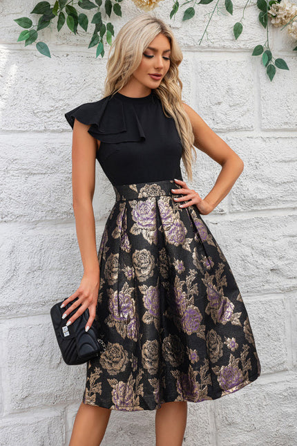 Robe Midi Florale À Volants Élégante