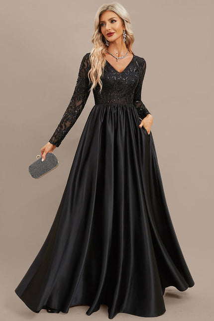 Robe Noire Luxe Satinée Élégante - gallery 5