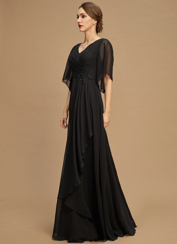 Robe Noire Luxe Satinée À Manches. - gallery 3