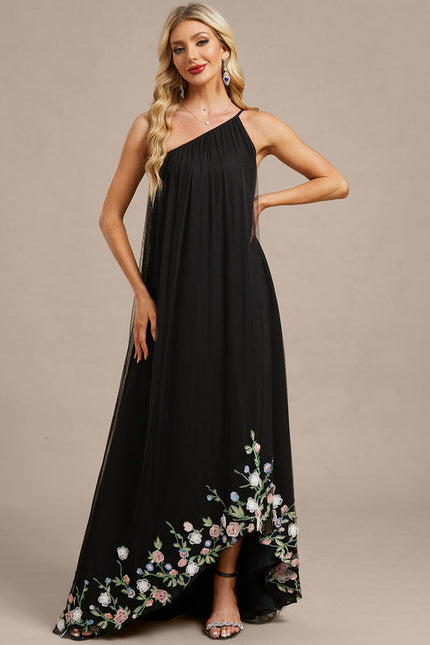 Robe Longue Noire Asymetrique - gallery 2