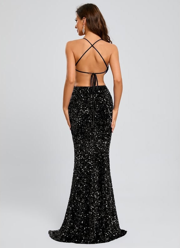 Robe Fourreau Scintillante Dos Nu