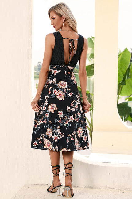 Robe Fleurie Chic Col V Midi - gallery 4