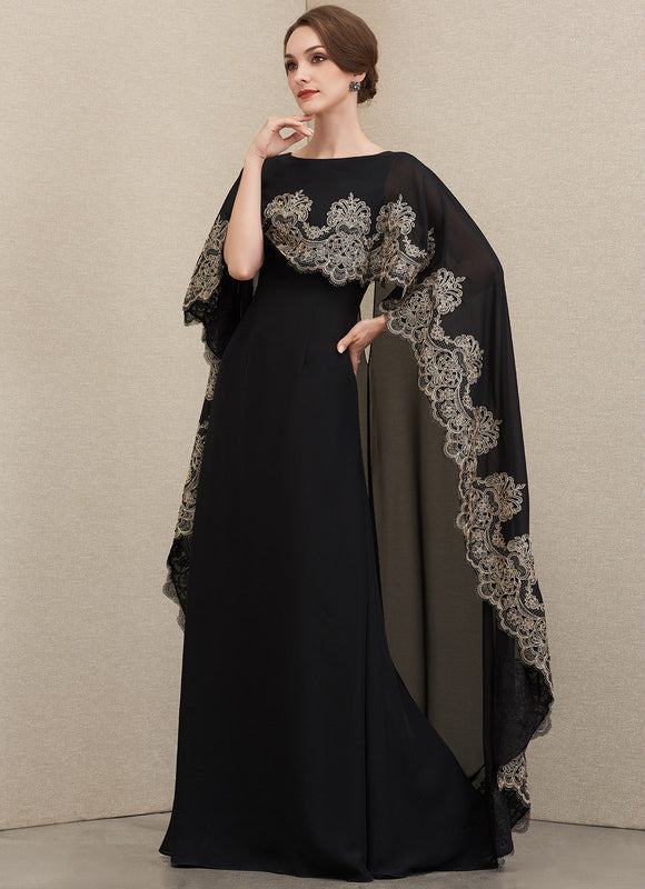 Robe Élégante Avec Cape Brodée - gallery 1