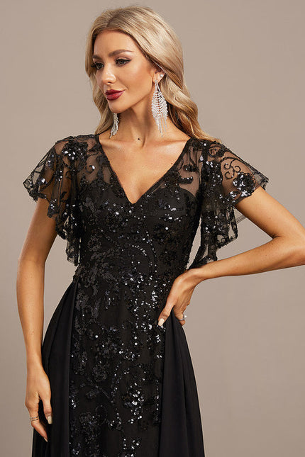 Robe Noire Luxe À Paillettes - gallery 2