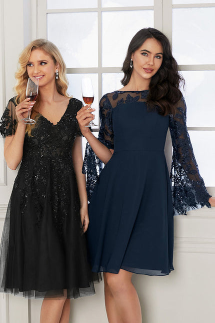 Robe Cocktail Tulle Brodée Élégante - gallery 6