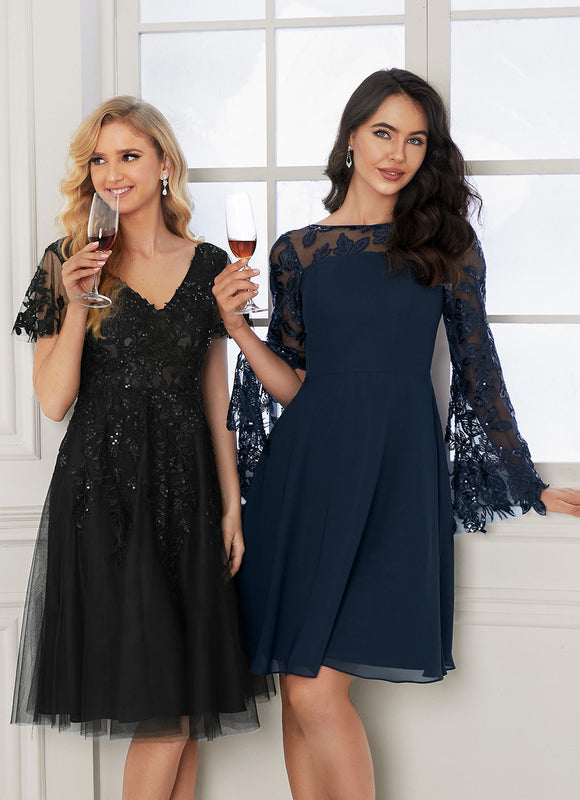 Robe Cocktail Tulle Brodée Élégante - gallery 6