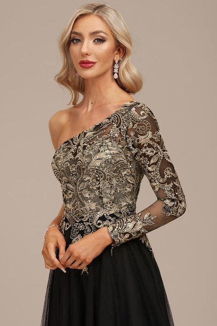 Robe Asymétrique Ornée De Sequins - gallery 8