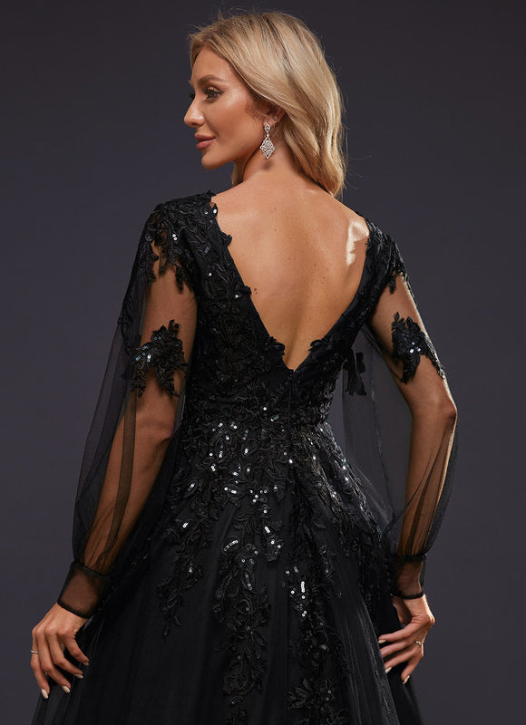 Robe De Bal En Tulle Scintillant - gallery 2