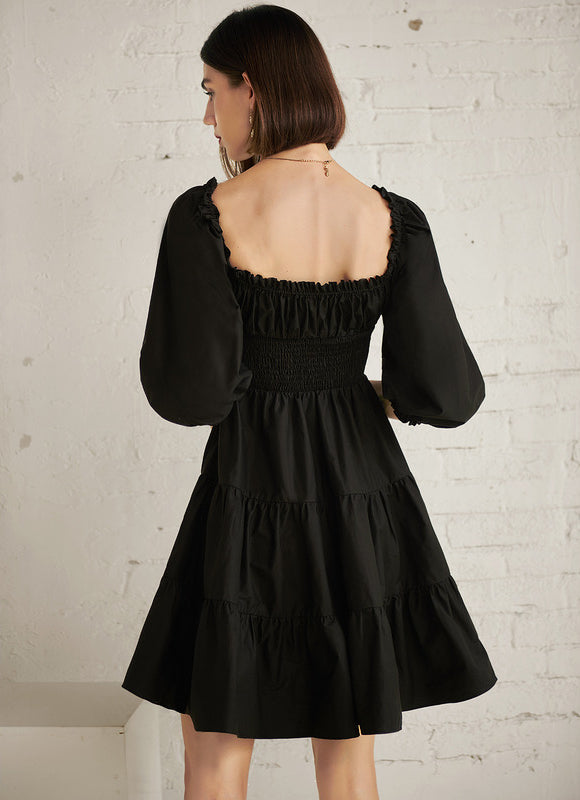Robe Noire À Volants Mini Chic - gallery 2