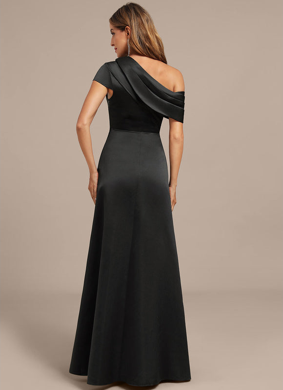 Robe Satinée Asymétrique Élégante Longue - gallery 5