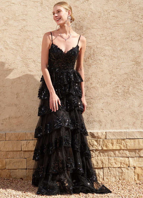 Robe De Bal À Volants Scintillants