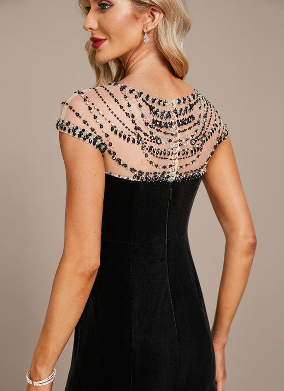 Robe Velours Élégante À Perles - gallery 1