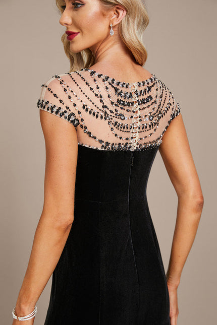 Robe Velours Élégante À Perles - gallery 1
