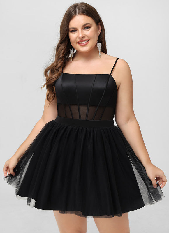 Robe Trapèze Tulle Satinée Élégante - gallery 9