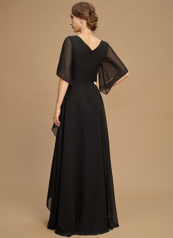 Robe Noire Luxe Satinée À Manches. - gallery 4
