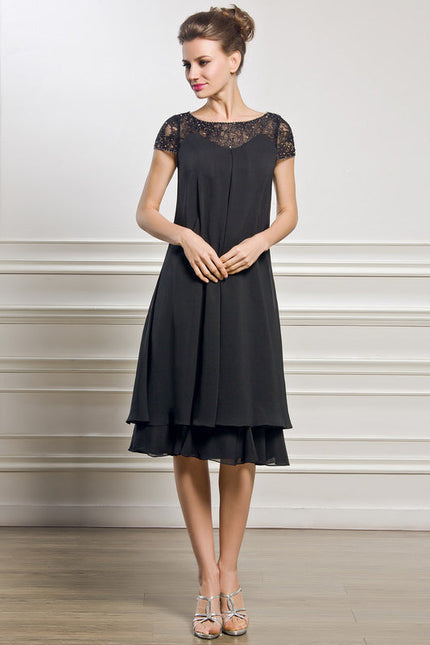 Robe Noire Chic À Dentelle Délicate - gallery 2