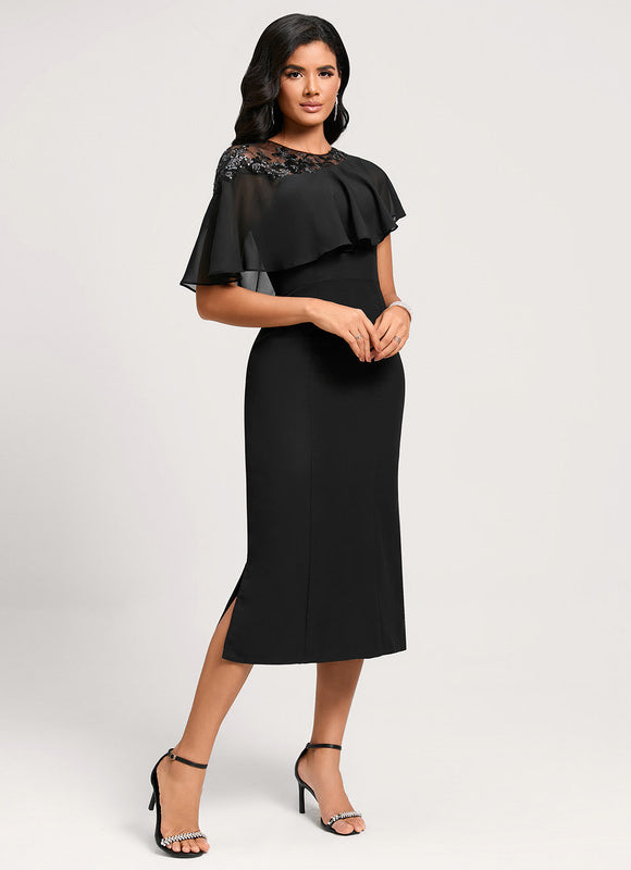 Robe Chic Mousseline À Appliques - gallery 1