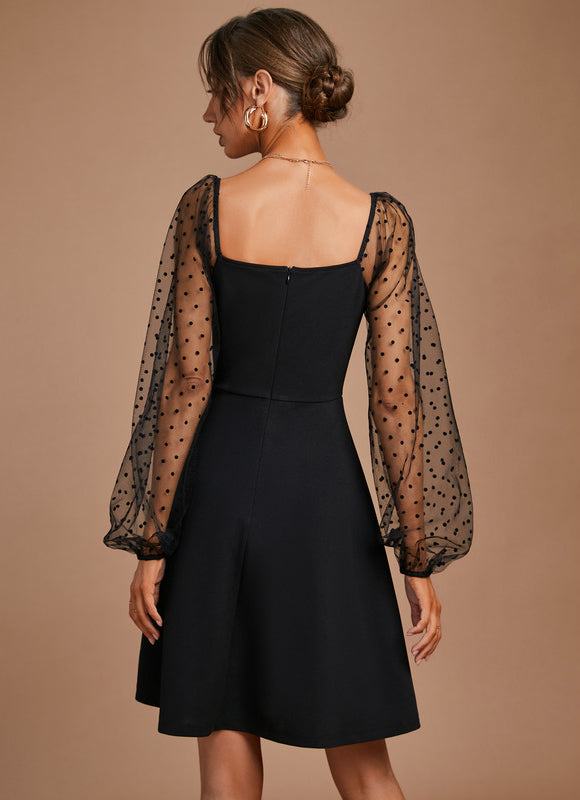 Robe Noire À Manches Transparentes - gallery 5