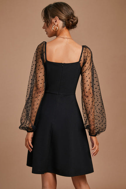 Robe Noire À Manches Transparentes - gallery 5