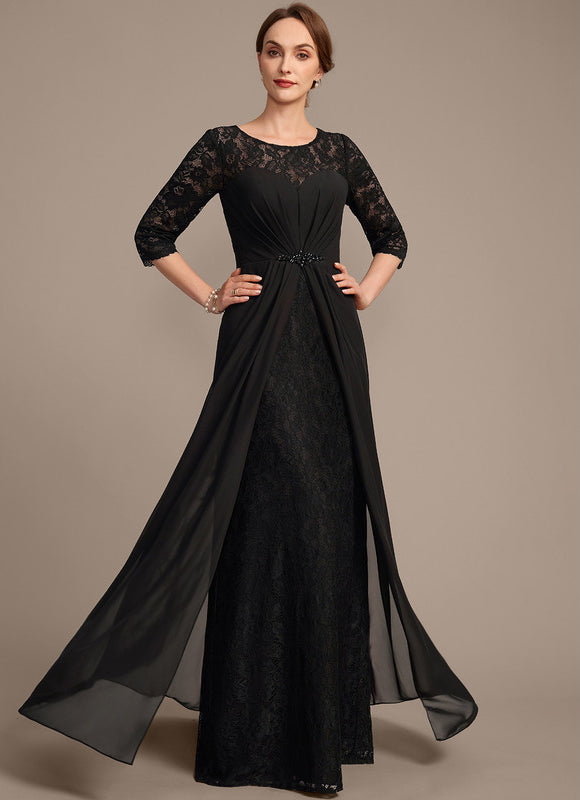 Robe Noire Luxe Dentelle Manches.