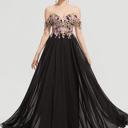 Robe De Bal Florale Élégante Noire