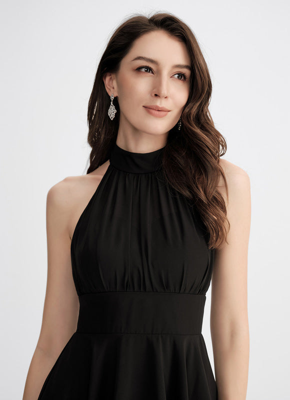 Robe Cocktail Asymétrique En Mousseline - gallery 3
