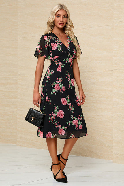 Robe Florale Chic Col V Midi - gallery 5