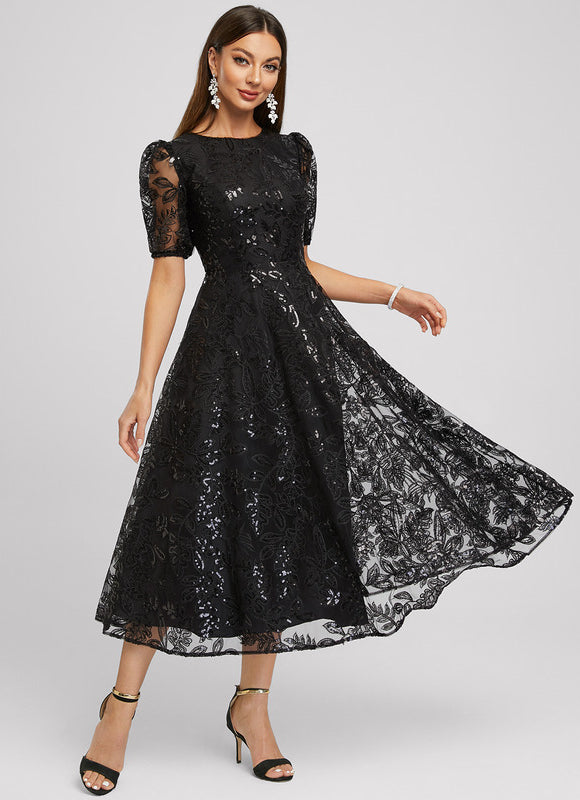 Robe Trapèze Élégante À Paillettes