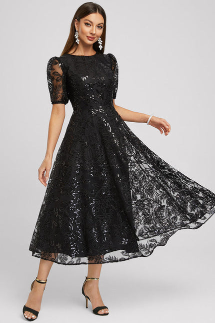 Robe Trapèze Élégante À Paillettes