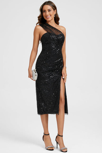 Robe Cocktail Noire Mi-Longue - gallery 3