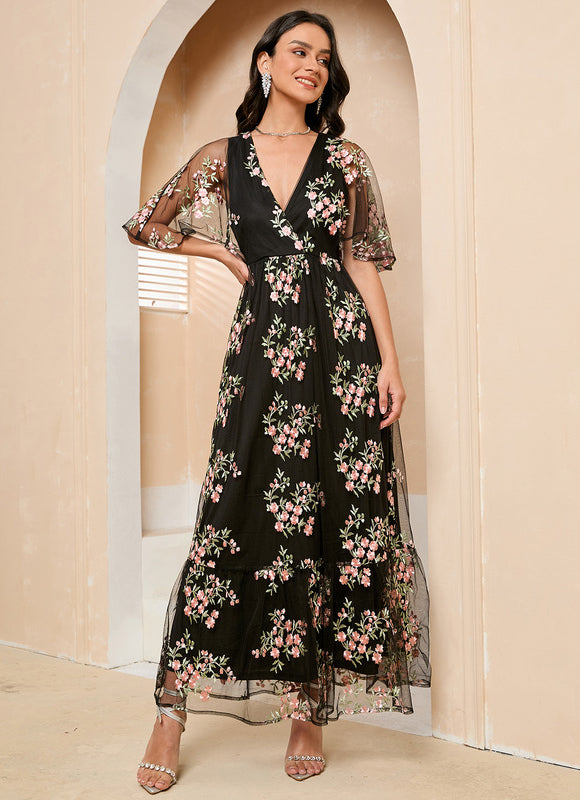 Robe Maxi Tulle Brodée Florale Élégante-272 - gallery 1