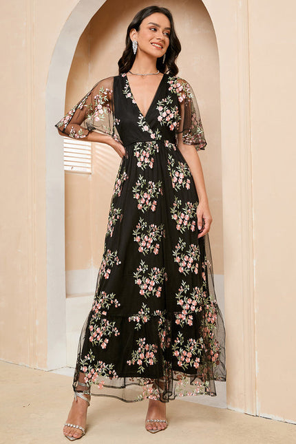 Robe Maxi Tulle Brodée Florale Élégante-272 - gallery 1