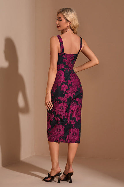 Robe Midi Florale Bicolore Élégante - gallery 2