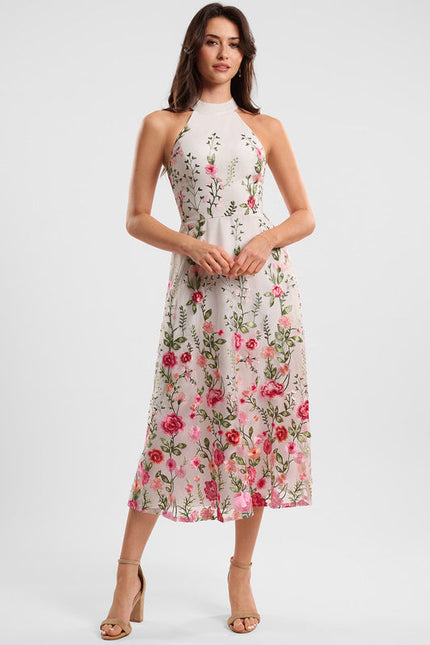 Robe Trapèze Florale Noire - gallery 5