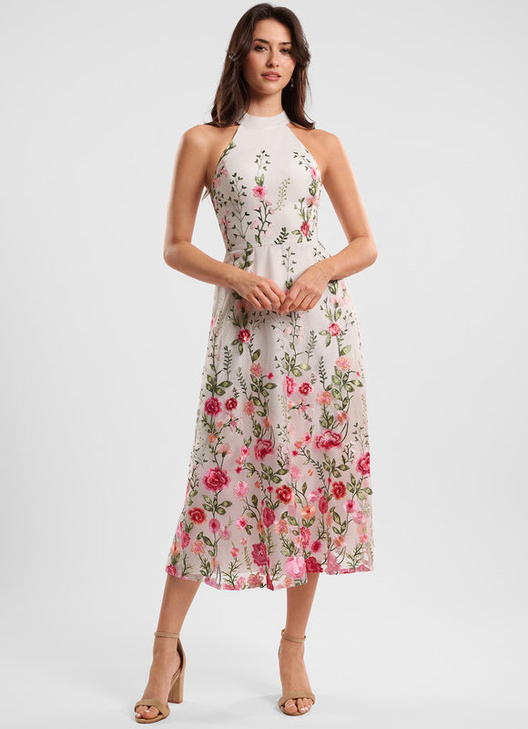 Robe Trapèze Florale Noire - gallery 5