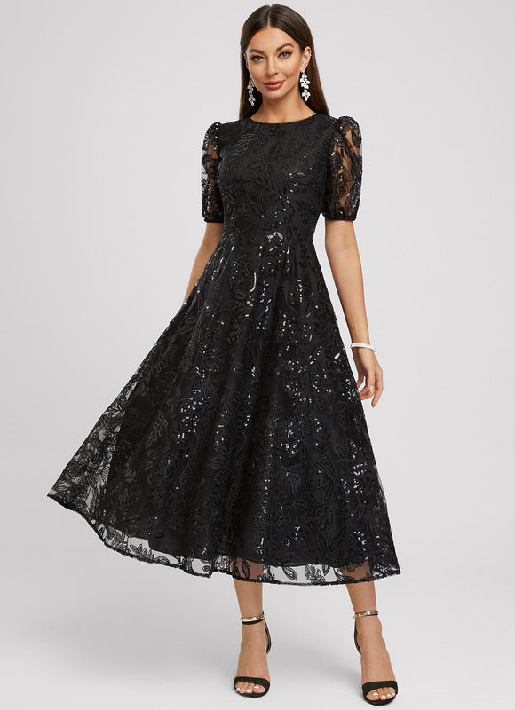 Robe Trapèze Élégante À Paillettes - gallery 3