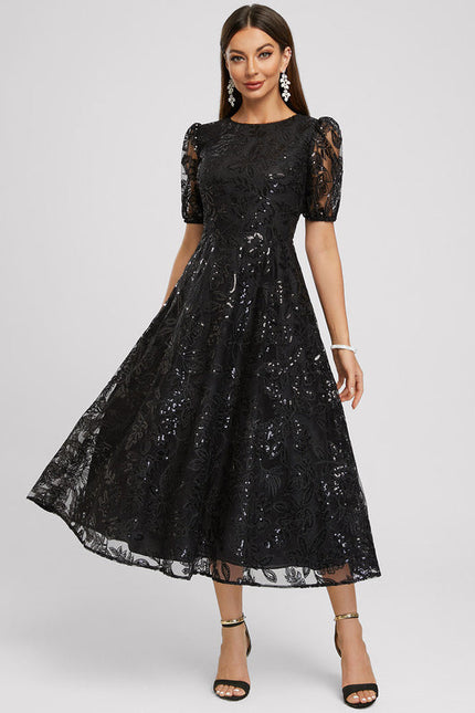 Robe Trapèze Élégante À Paillettes - gallery 3