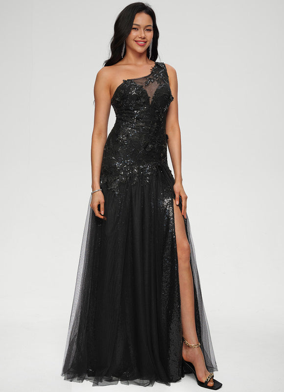 Robe Noire Luxe À Traîne - gallery 3