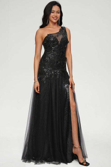 Robe Noire Luxe À Traîne - gallery 3