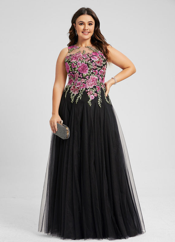 Robe Trapèze En Tulle Noir - gallery 6