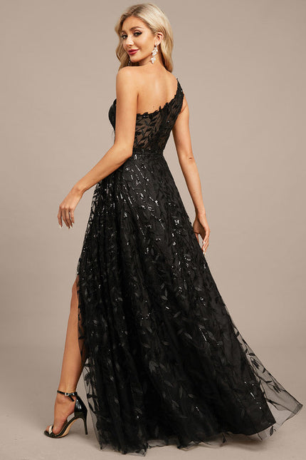 Robe Noire Luxe À Fente - gallery 6