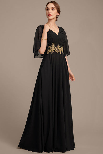 Robe Noire Luxe À Appliques Dorées - gallery 5