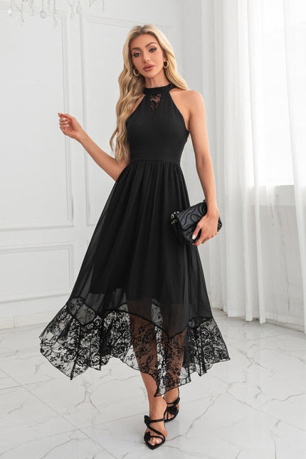 Robe Trapèze Noire En Dentelle - gallery 3