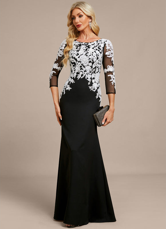 Robe Noire En Dentelle Manche Longue - gallery 4