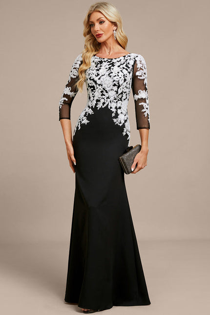 Robe Noire En Dentelle Manche Longue - gallery 4