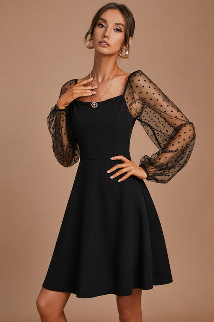 Robe Noire À Manches Transparentes - gallery 1