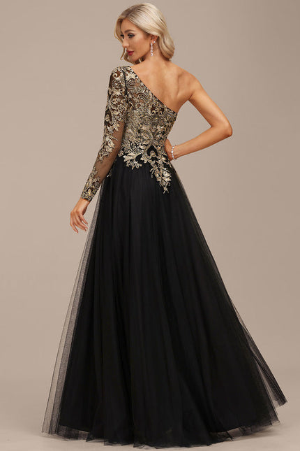 Robe Asymétrique Ornée De Sequins - gallery 6