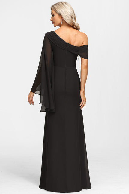 Robe Fourreau Asymétrique Élégante Noire - gallery 5