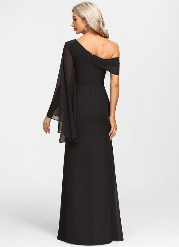 Robe Fourreau Asymétrique Élégante Noire - gallery 5